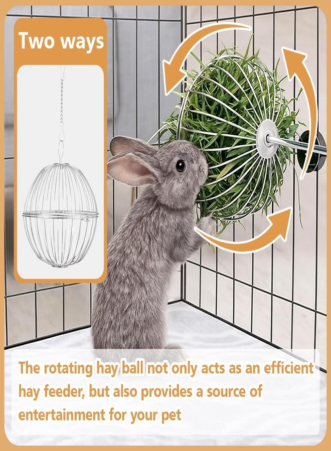 Otoolling 2 Pack Rabbit Hay Ball Feeder Stainless Steel Hanging Hay Holder Dispenser Small Animal Grass Feeder Rack Ball Toy for Bunny Hamster Guinea Pig Chinchilla Gerbils Cage Accessories Supplies - Image 4